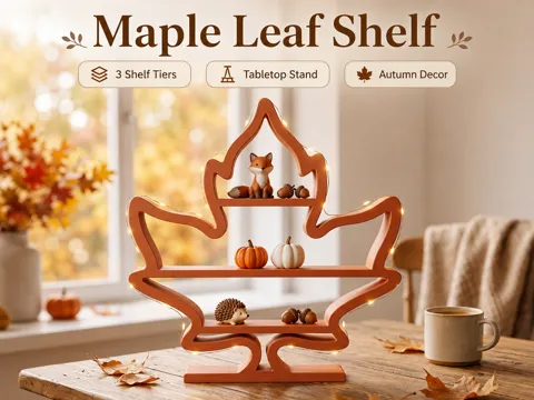Estante o repisa: Maple Leaf Shelf – 2 & 3 Tier Autumn Display Decor — referencia de MakerWorld