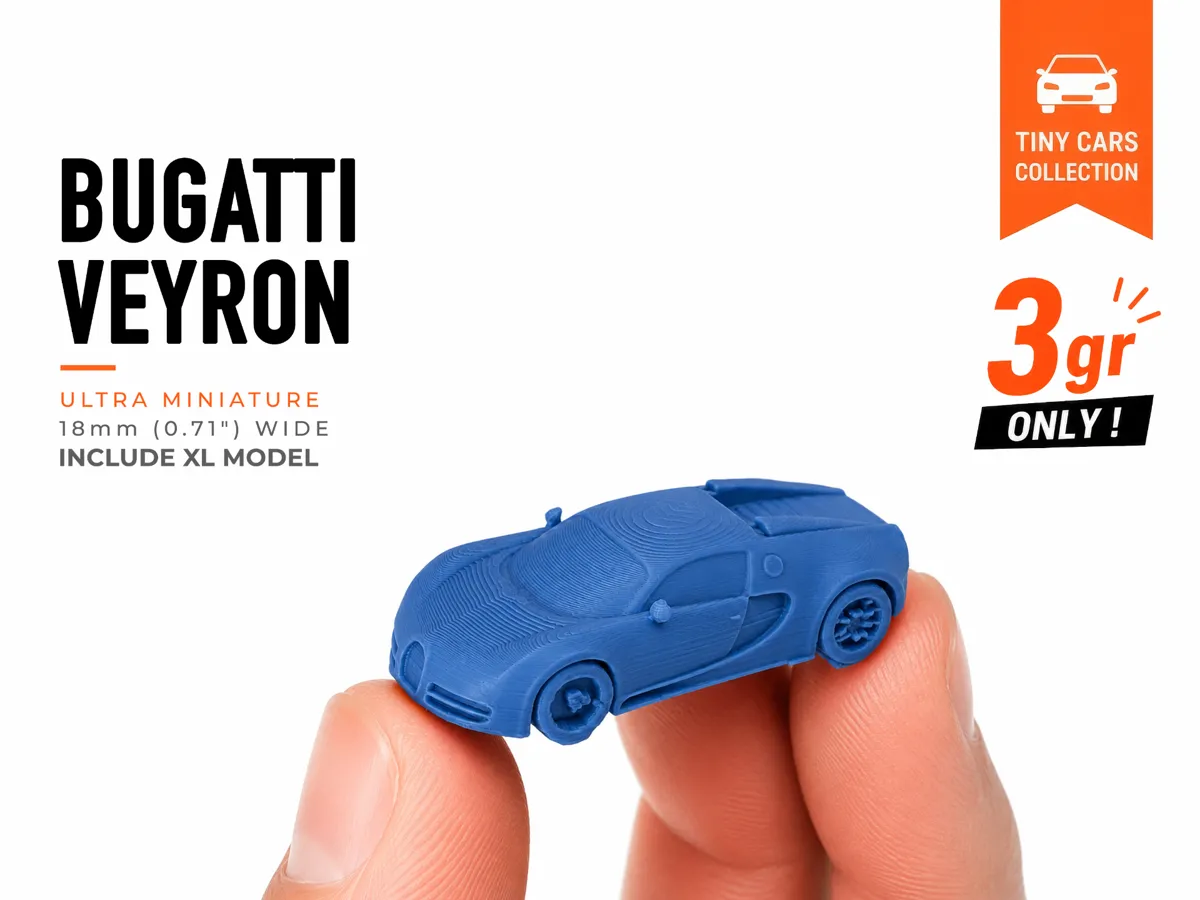 Tiny Bugatti Veyron - Mini Cars Series - Free 3D Print Model - MakerWorld