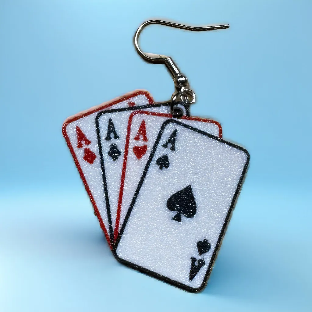 Poker aces earring view 2