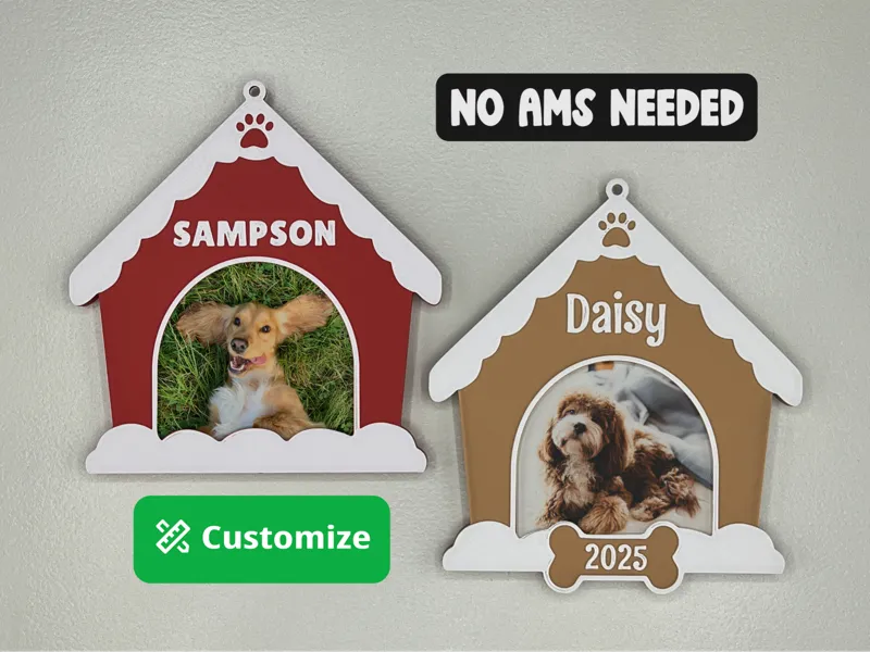 Personalizable Dog House Photo Christmas Ornament