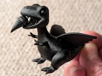 Flying baby dinosaur eating ice cream