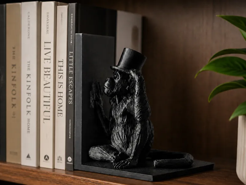 Cute Monkey with Top Hat Bookend