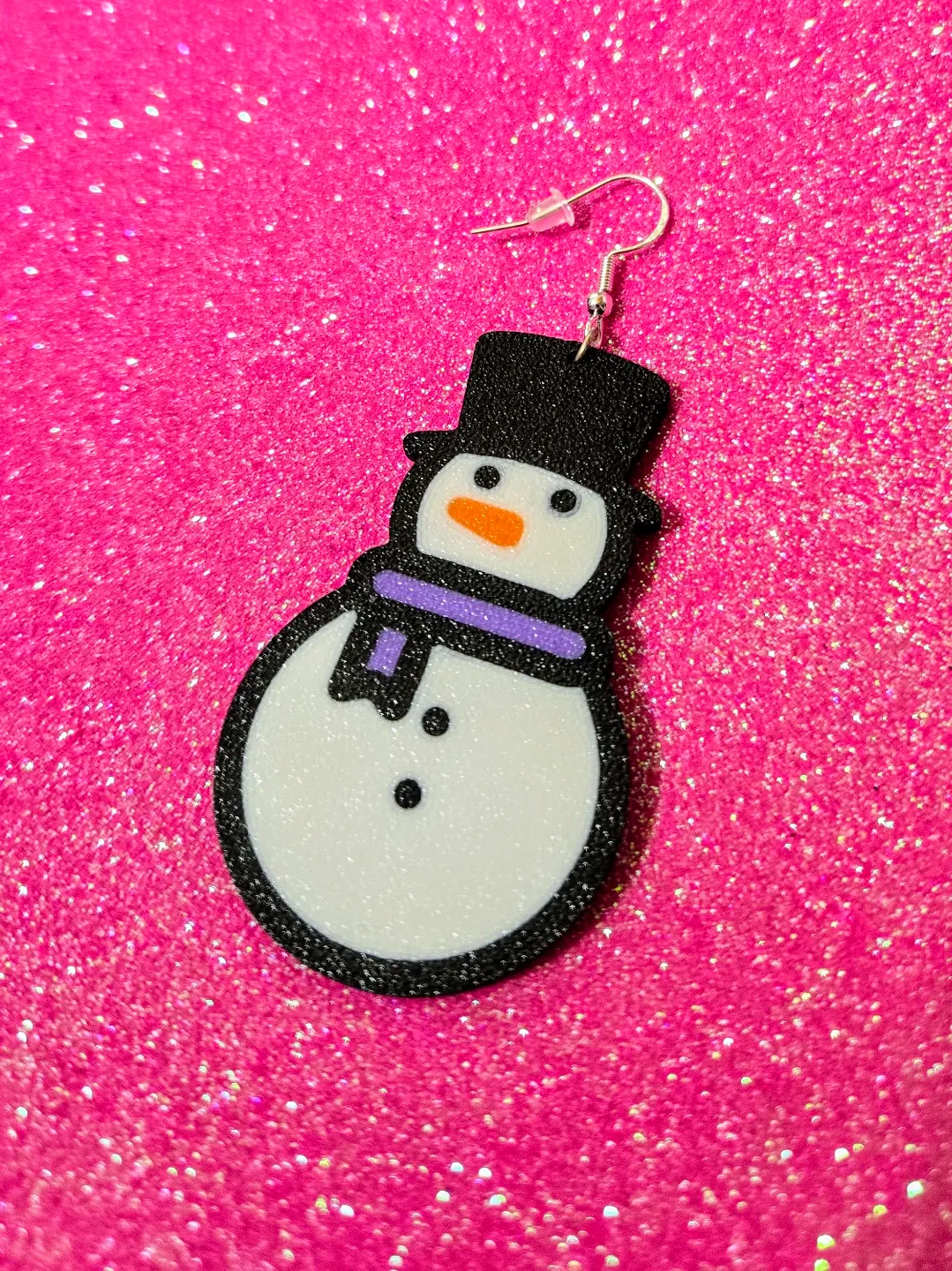 Snowman earrings view 2
