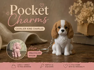 Llavero memorial Cavalier King Charles impreso en 3D
