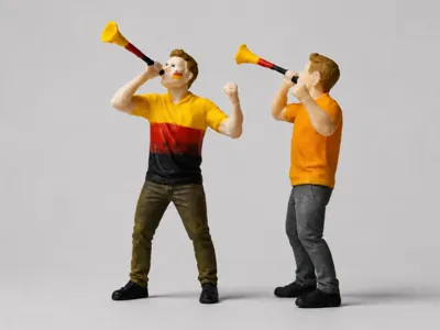 cheering football fan with vuvuzela - LGB garden railway