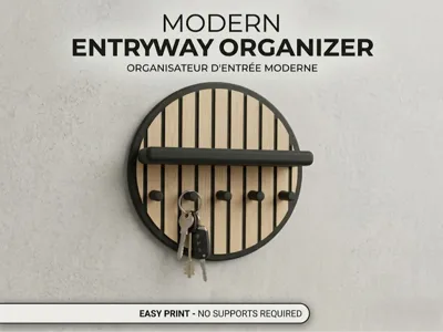 Modern Entryway Organizer Wood Slat Effect