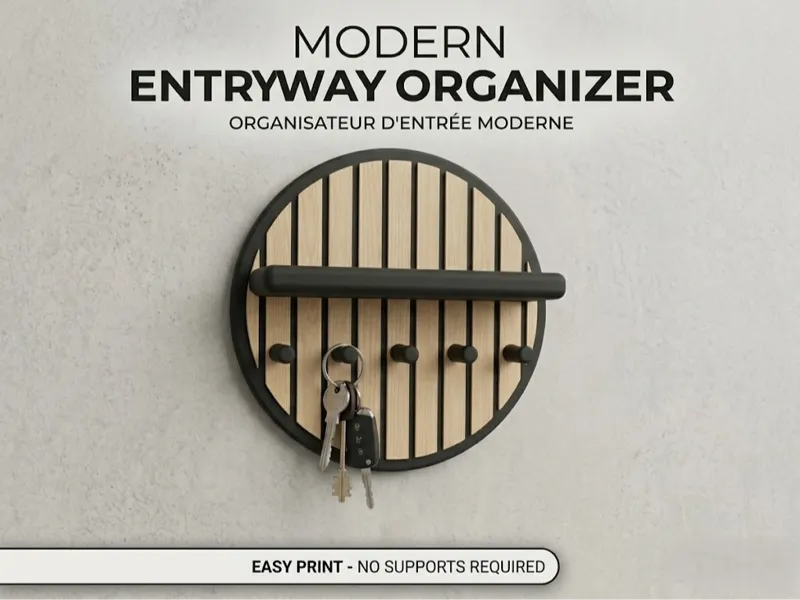 Organiseur d'Entrée Moderne Effet Lamelles de Bois