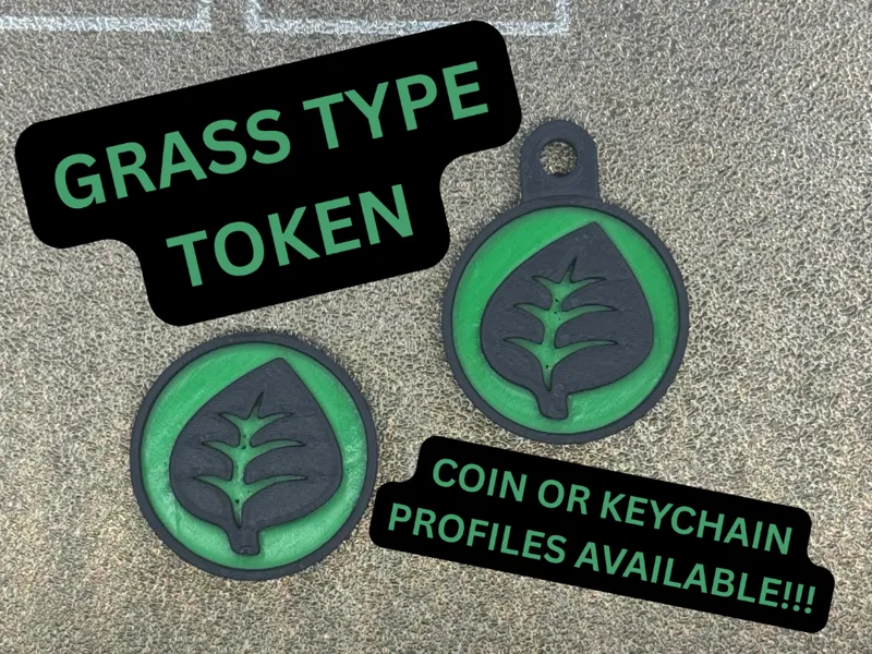 Pokemon Grass Energy Token and Keychain