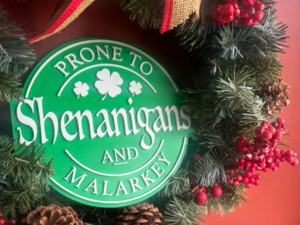 Enseigne irlandaise 'Shenanigans & Malarkey'