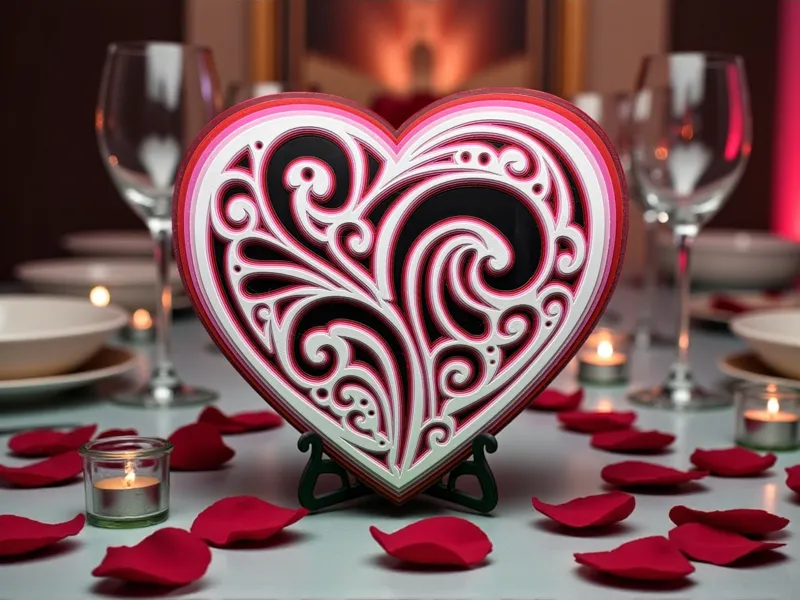 Ornate Heart Display & Keychain - No AMS required