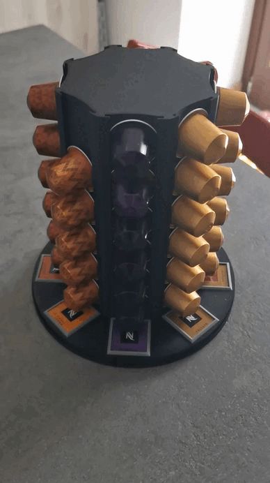Rotating base with 8 places for Nespresso capsules