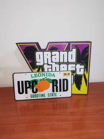 Modelo para impresión 3D: GTA 6 License Plate Customizable Leonida Vice City — vista de referencia 2