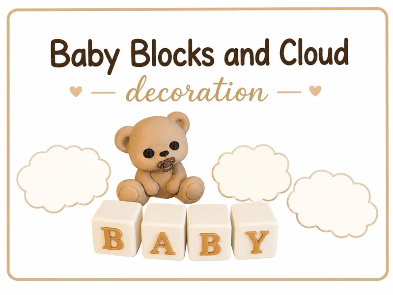 Baby Block and Cloud Cake Decoration 