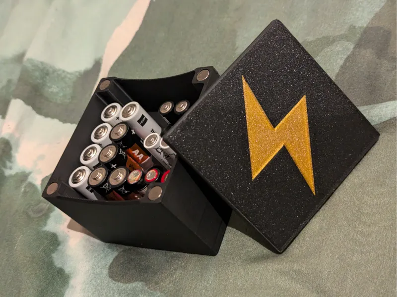 AA + AAA Battery Box With Magnetic Lid