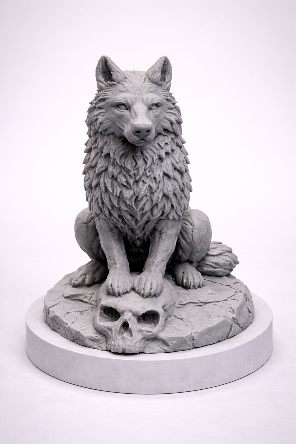 Miniatura 2 do modelo 3D Wolf & Skull Statue