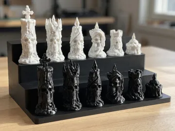 Accesorio de iluminación decorativa: Skull Candle Chess Set – Gothic Melting Skull — vista de referencia 4