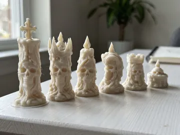 Accesorio de iluminación decorativa: Skull Candle Chess Set – Gothic Melting Skull — vista de referencia 5