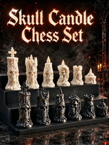 Accesorio de iluminación decorativa: Skull Candle Chess Set – Gothic Melting Skull — vista de referencia 2