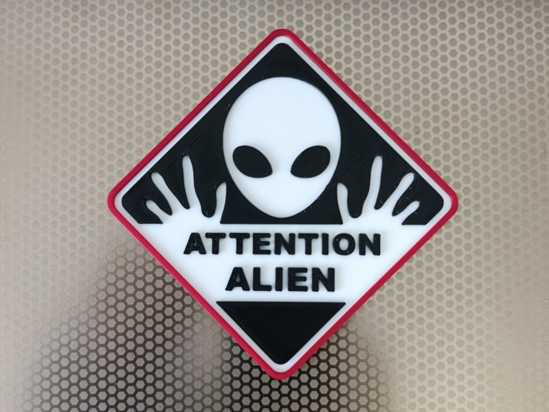 Panneau 3D Attention Alien