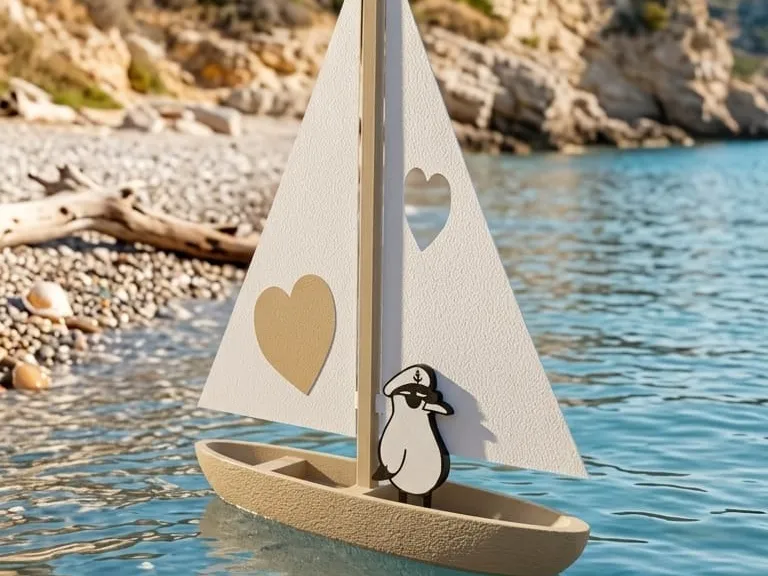 Deko-Segelboot mit Herz