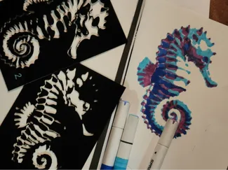 Multi-Layer, Stylish, Seahorse Stencil