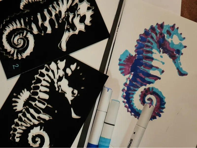 Multi-Layer, Stylish, Seahorse Stencil