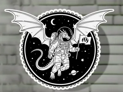 Dragon in space keychain