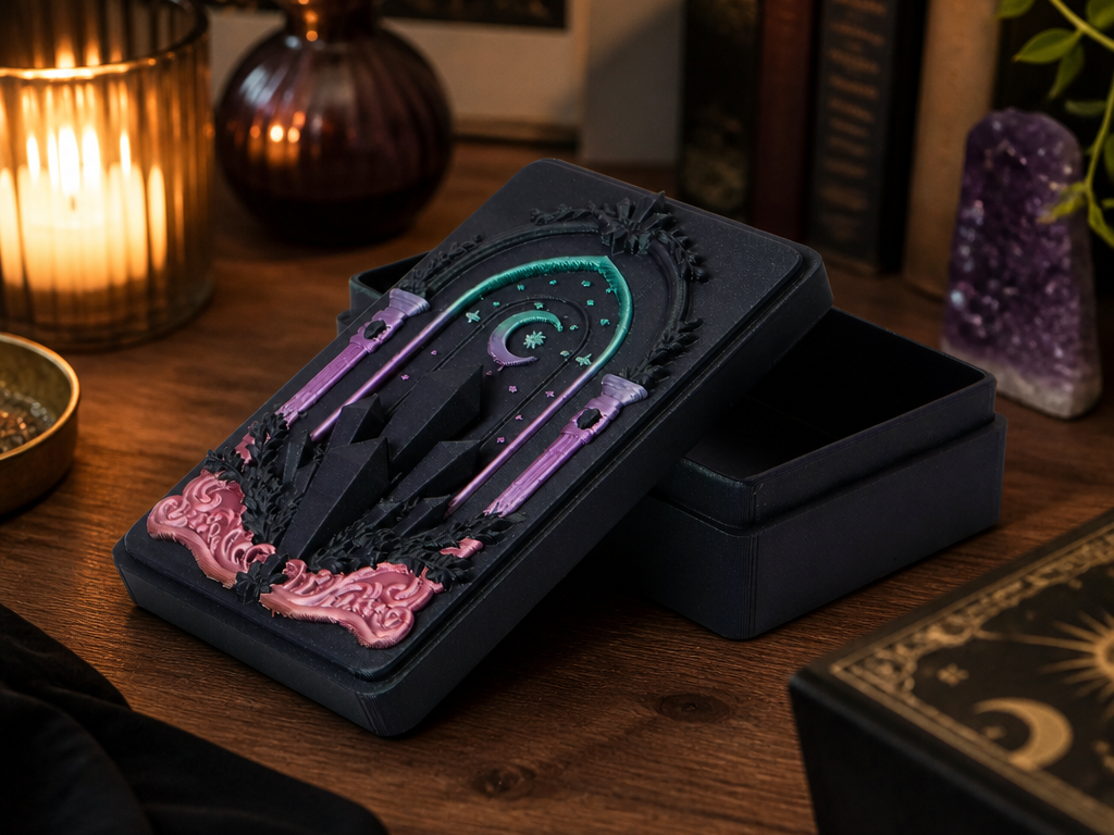 Celestial Tarot Card Box with Mystical Design