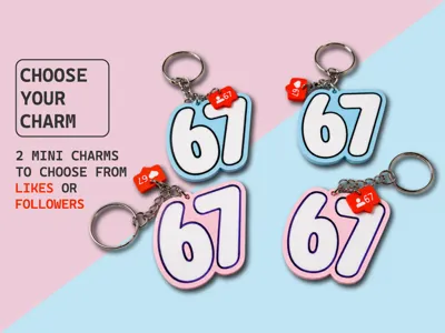 67 Viral Keychain + Notification Charm Multicolor