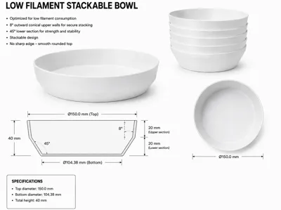 Stackable bowl - low filament