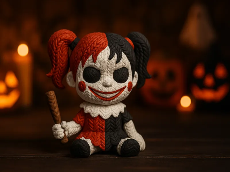 Knitted Horror Jester Girl