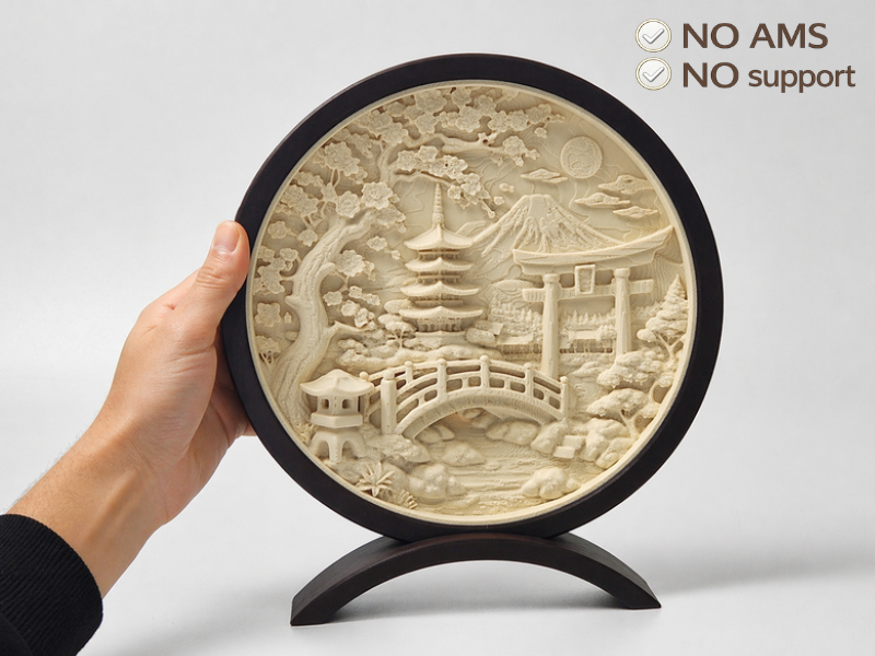 Japanese garden - 3D relief & decorative frame