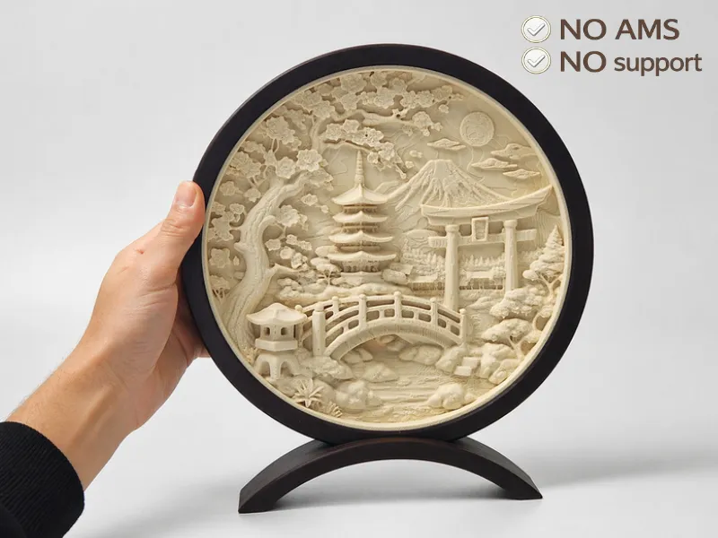 Japanese garden - 3D relief & decorative frame