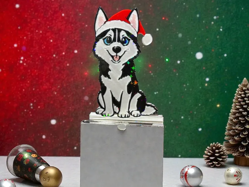 Husky Santa figurine