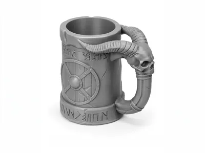 Viking Rune Skull Tankard / Can Mug