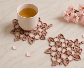 Letrero o emblema decorativo: Cherry Blossom Coaster – Sakura Floral Decor — vista de referencia 3
