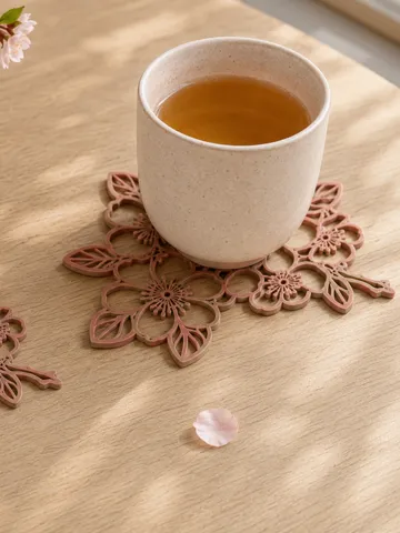 Letrero o emblema decorativo: Cherry Blossom Coaster – Sakura Floral Decor — vista de referencia 2