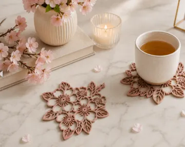 Letrero o emblema decorativo: Cherry Blossom Coaster – Sakura Floral Decor — vista de referencia 5