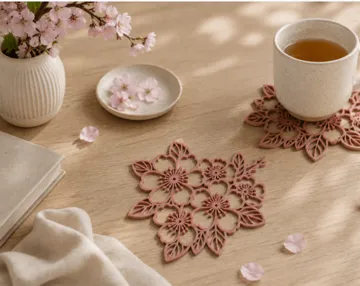Letrero o emblema decorativo: Cherry Blossom Coaster – Sakura Floral Decor — vista de referencia 4