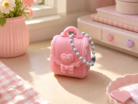 Llavero: Charming Heart & Ribbon Mini Bag Charm — referencia de MakerWorld