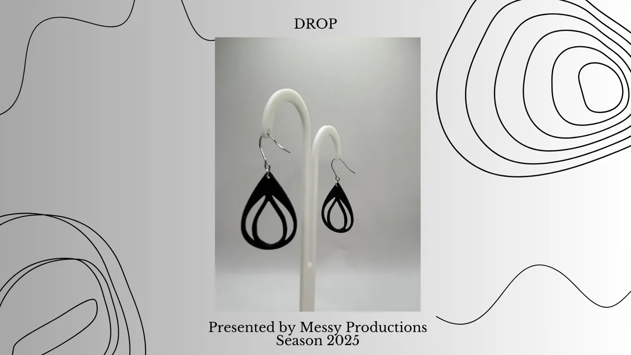 Black Teardrop Earrings - No AMS view 3