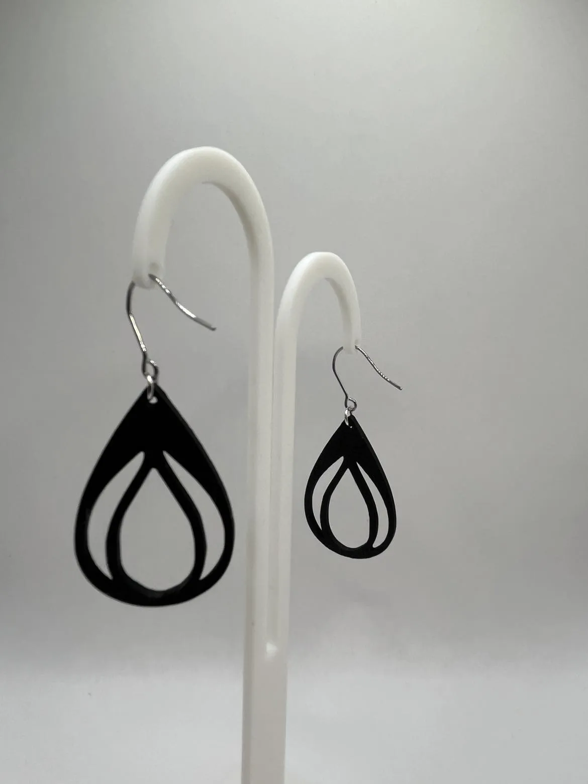 Black Teardrop Earrings - No AMS view 2
