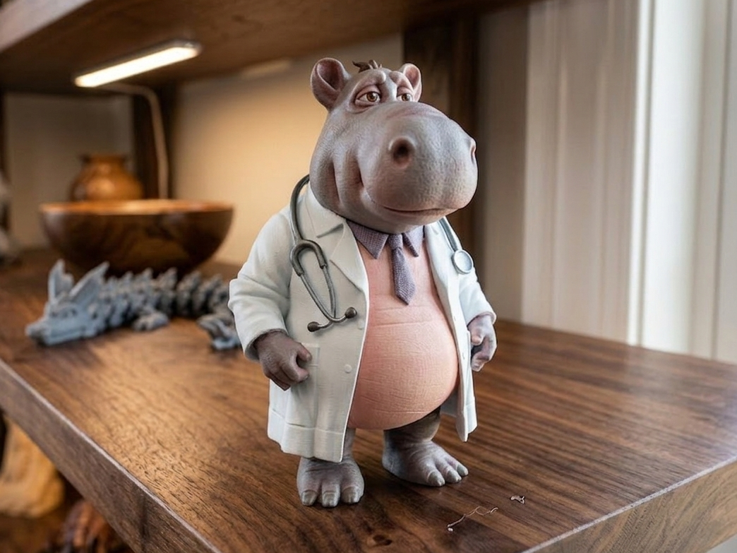 Doctor Hippo Cute Medical Figurine Desk BuddyDecor
