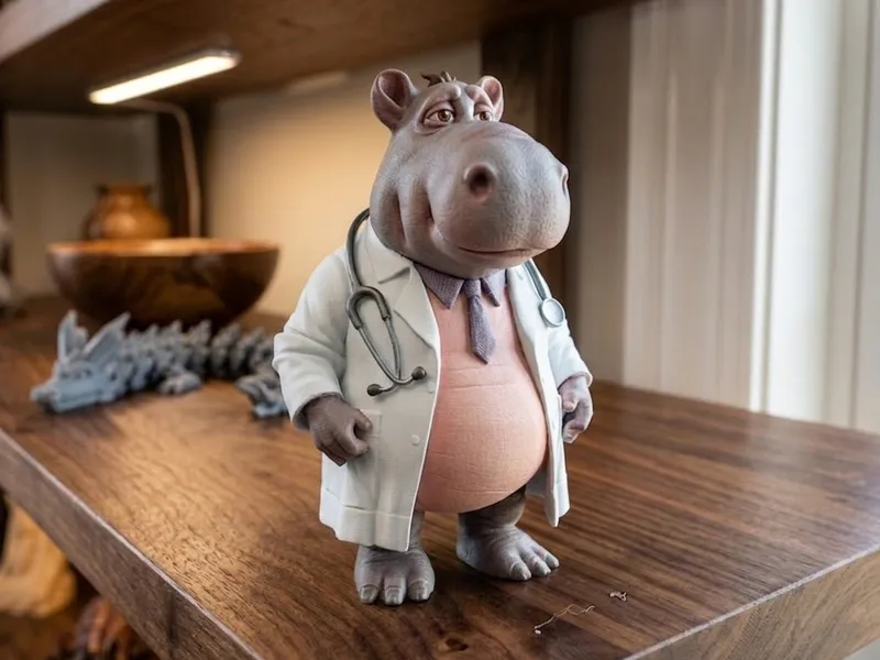 Doctor Hippo Cute Medical Figurine Desk BuddyDecor