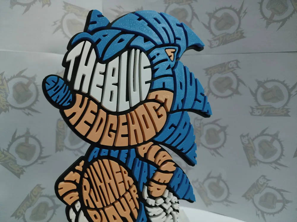 Sonic - Calligram Wall Art by kraciboy - MakerWorld