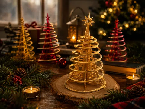 Letrero o emblema decorativo: Magical Spiral Christmas Tree - Easy Assembly — referencia de MakerWorld