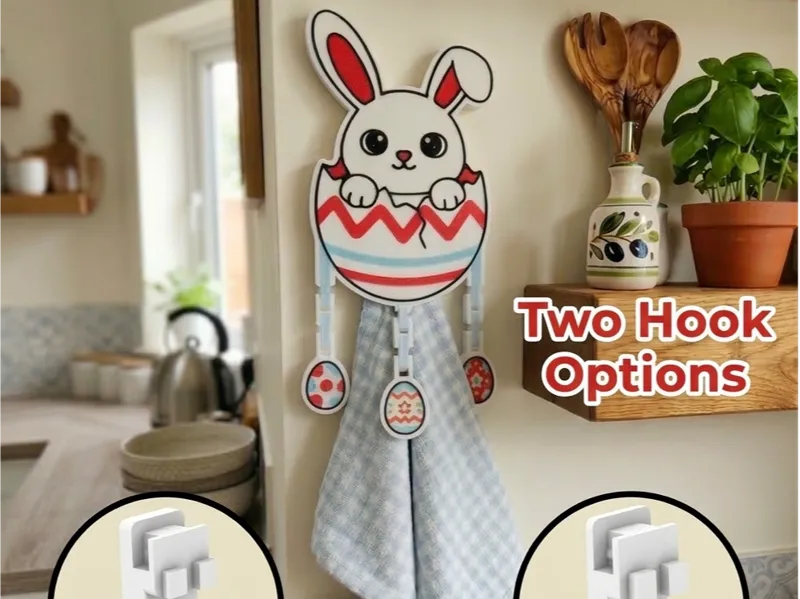 Easter Bunny Flexi Towel Hook (no drill)