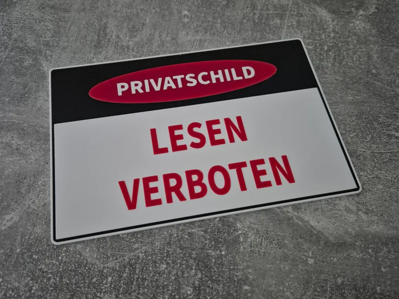 Privatschild LESEN VERBOTEN funny