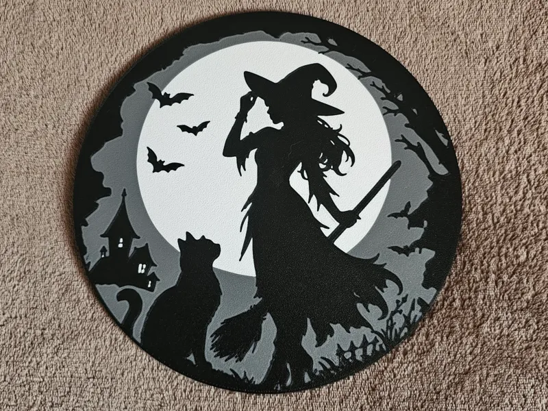 Sorcière & chat dans claire de lune