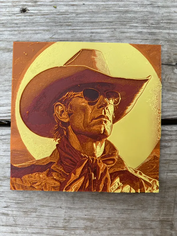 Sunset Cowboy Hueforge Filament painting